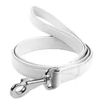 Ploché kožené vodítko bielej farby 122cm, šírka: 9 mm