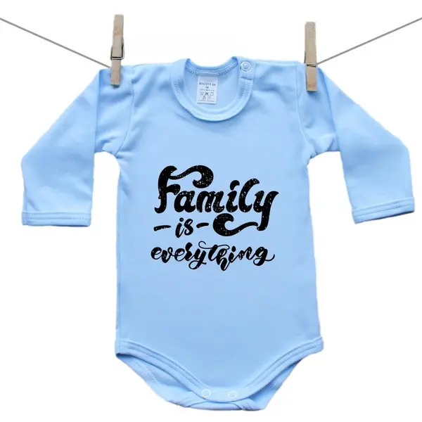 Boodyy Modré body s dlhým rukávom Family is everything 68 (3-6 mesiacov)