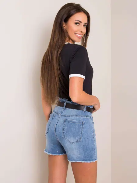 Blue high waist denim shorts