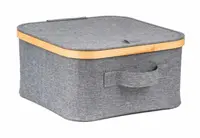 Úložný box G21 30 x 30 x 15 cm, bambusový s víkem, šedý