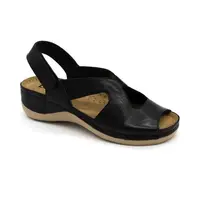 Leon 924 Zdravotne celokožené sandále 36 - 22.5cm, čierna, 4,5 cm