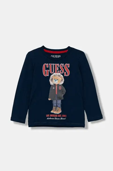 Detská bavlnená košeľa s dlhým rukávom Guess
