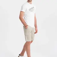 Ombre Men's monochromatic shorts with cargo pockets - beige