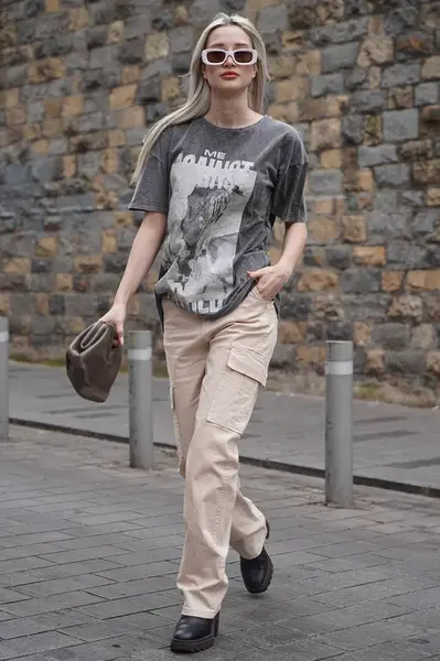 Madmext béžové kapsáčové nohavice