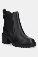 Kožené kotníkové boty Tommy Hilfiger TH LEATHER CHELSEA CLEATED HEEL dámské, černá barva, na podpatku, FW0FW08774