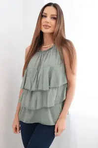 Dámská halenka s volány na ramenou, khaki