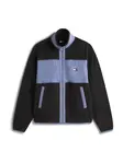 Tommy Jeans Flisová bunda  modrosivá / čierna