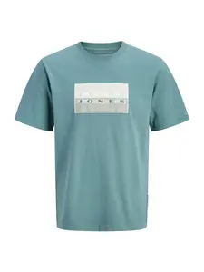 JACK & JONES Tričko 'JCOFusion'  modrozelená / biela