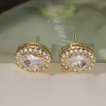 Brass Micro Pave Clear Cubic Zirconia Stud Earrings