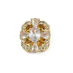 Hollow Rack Plating Brass Clear Cubic Zirconia Beads