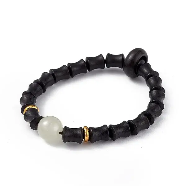 Wood Column Beaded Stretch Bracelet for Women