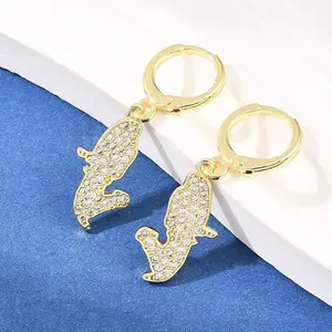 Nuggets Brass Micro Pave Clear Cubic Zirconia Leverback Earrings