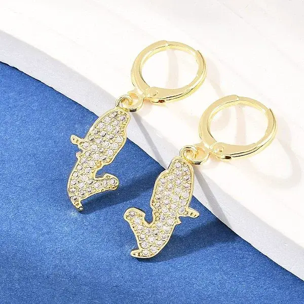 Nuggets Brass Micro Pave Clear Cubic Zirconia Leverback Earrings