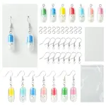 DIY Translucent Plastic Pill Capsule & Brass Dangle Earrings Making Kits