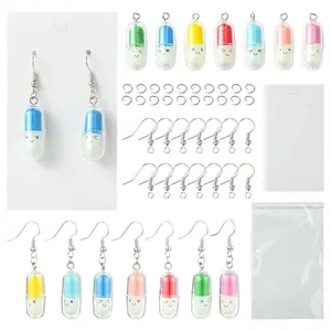 DIY Translucent Plastic Pill Capsule & Brass Dangle Earrings Making Kits
