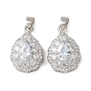Brass Micro Pave Cubic Zirconia Pendants