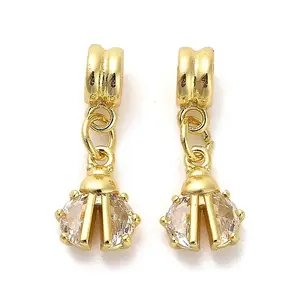 Rack Plating Brass Micro Pave Cubic Zirconia Charms