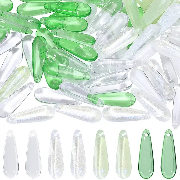 100Pcs 4 Colors Baking Paint Transparent Glass Pendants