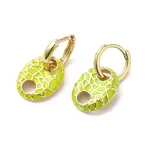 Oval Golden Brass Dangle Hoop Earrings