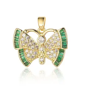 3Pcs Brass Micro Pave Cubic Zirconia Pendants