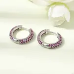 Brass Micro Pave Cubic Zirconia Hoop Earrings