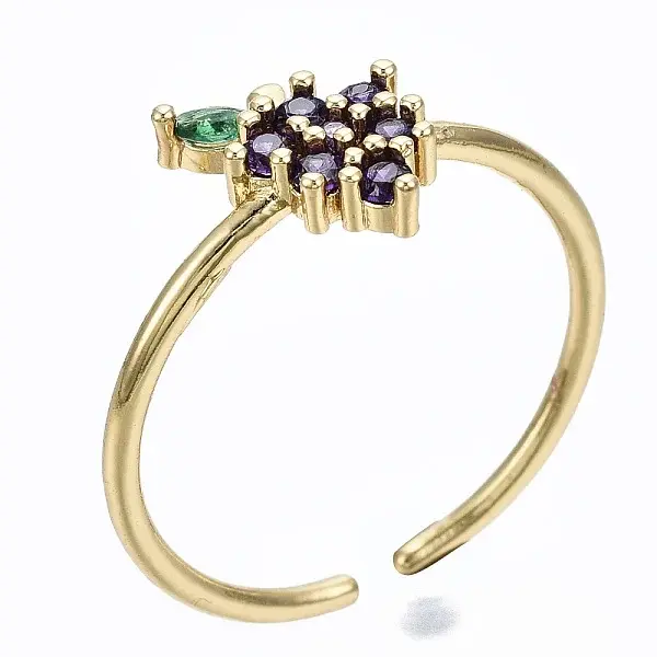 Brass Micro Pave Cubic Zirconia Cuff Rings