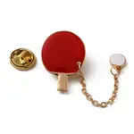 Table Tennis with Chain Dangle Enamel Pin