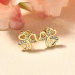 Clover Brass Micro Pave Clear Cubic Zirconia Stud Earrings