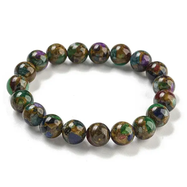 Round Synthetic Gold Clinquant Stone Stretch Bracekets