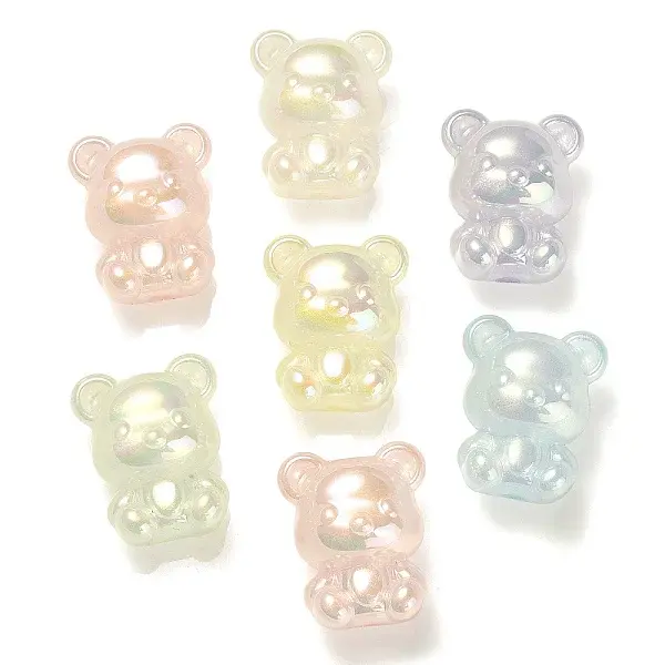 60Pcs 6 Colors UV Plating Rainbow Iridescent Acrylic Beads