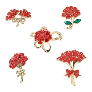 5Pcs 5 Styles Flower Enamel Pins