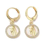 Golden Brass Dangle Leverback Earrings