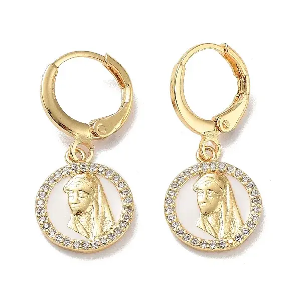 Golden Brass Dangle Leverback Earrings