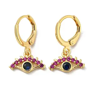 Golden Brass Dangle Leverback Earrings