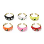 Cubic Zirconia Open Cuff Ring with Enamel