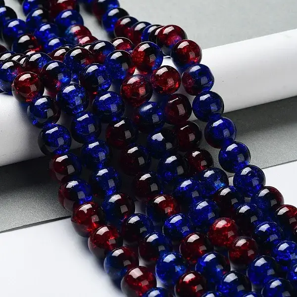 Spray Painted Crackle Glass Beads Strands
