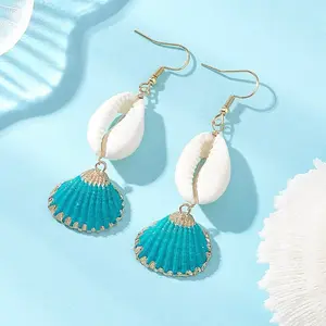 Natural Mixed Cowrie Shell Dangle Earrings