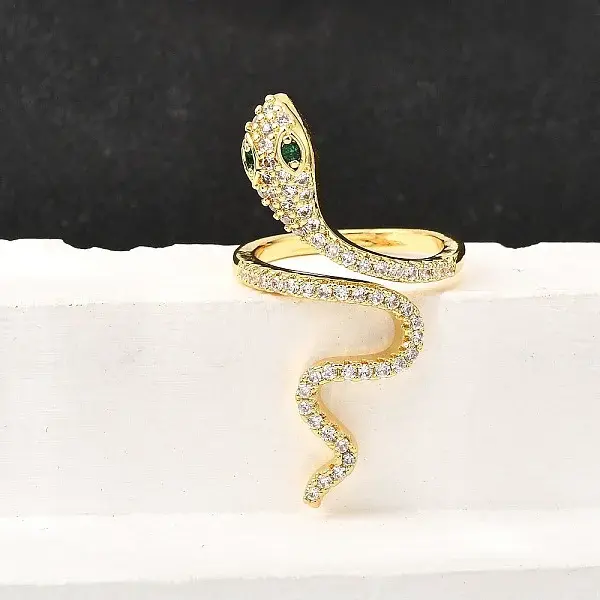 Brass Micro Pave Cubic Zirconia Cuff Rings