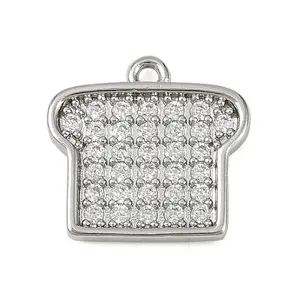 Brass Micro Pave Clear Cubic Zirconia Charms