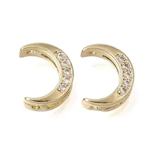 Brass Micro Pave Clear Cubic Zirconia Beads