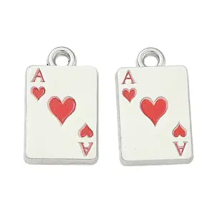 Rack Plating Playing Cards Alloy Enamel Pendants