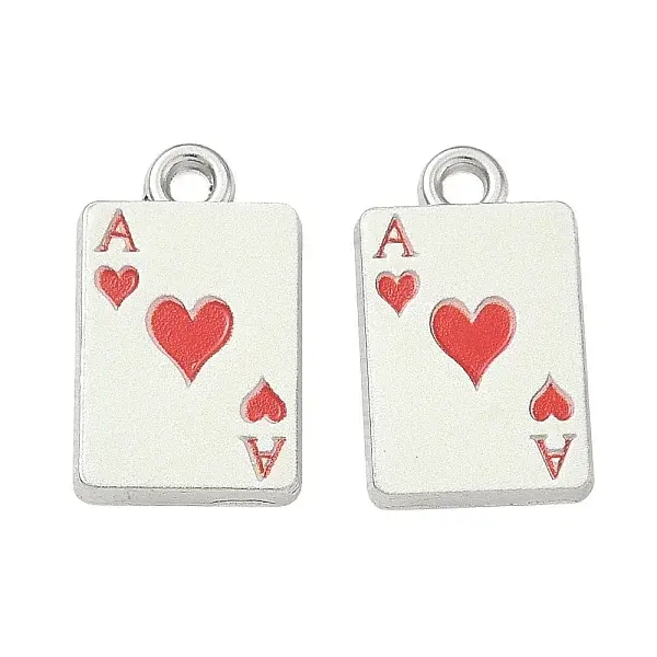 Playing Cards Alloy Enamel Pendants
