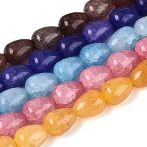Baking Paint Crackle Glass Beads Strands