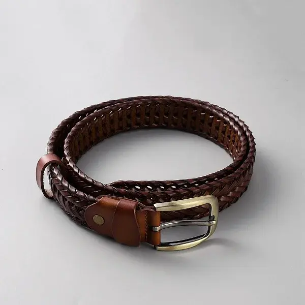 Braided Cowhide Men's Chain Belts