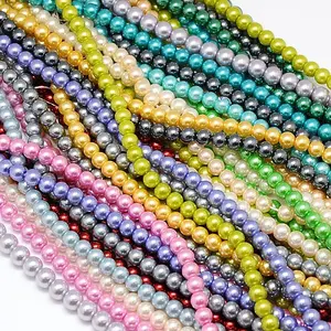Eco-Friendly Dyed Glass Pearl Round Beads Strands