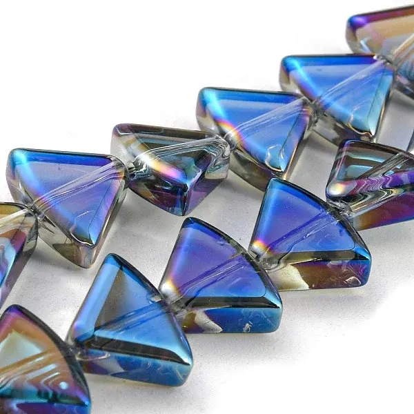 Half Plated Electroplate Transparent Glass Beads Strands