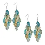2 Pairs 430 Stainless Steel Leaf Dangle Earrings
