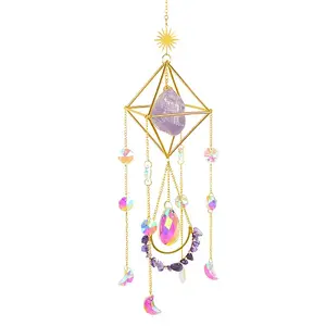 Geometric Natural Raw Amethyst Suncatchers