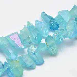 Electroplated Natural Quartz Crystal Beads Strands