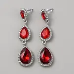 Glass Teardrop Dangle Stud Earrings with Rhinestone